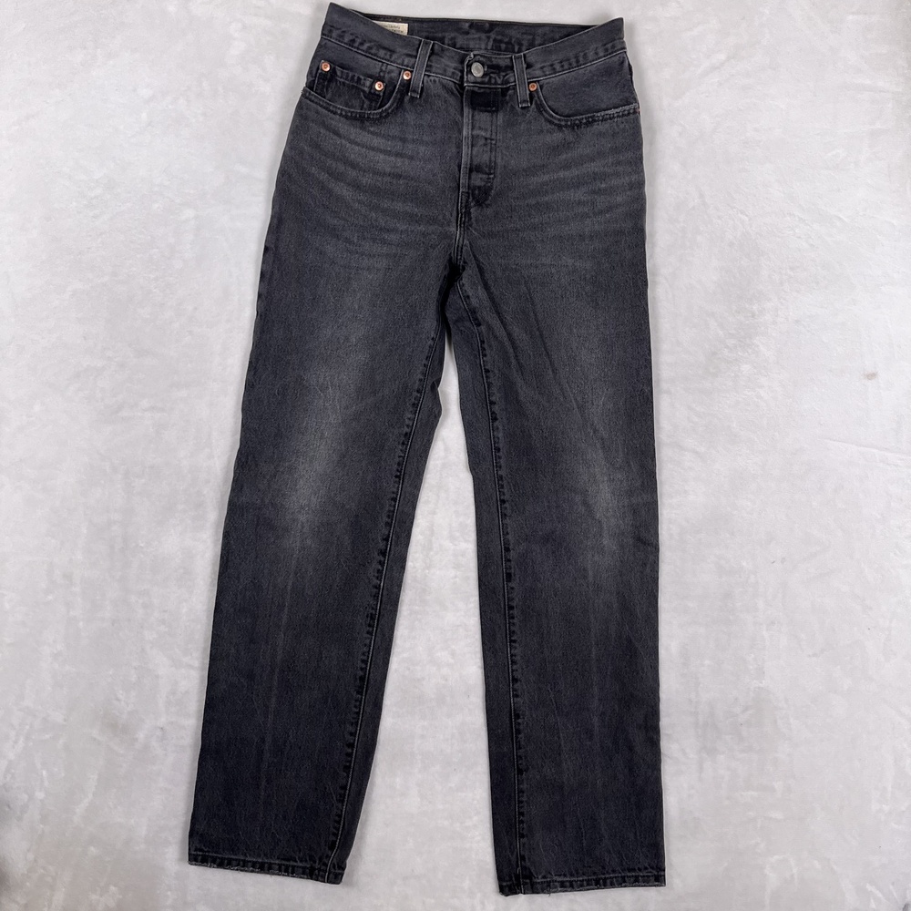 Levi's 501 90s High Rise Straight Jeans Womens W26 L32 Gray Charcoal Denim
